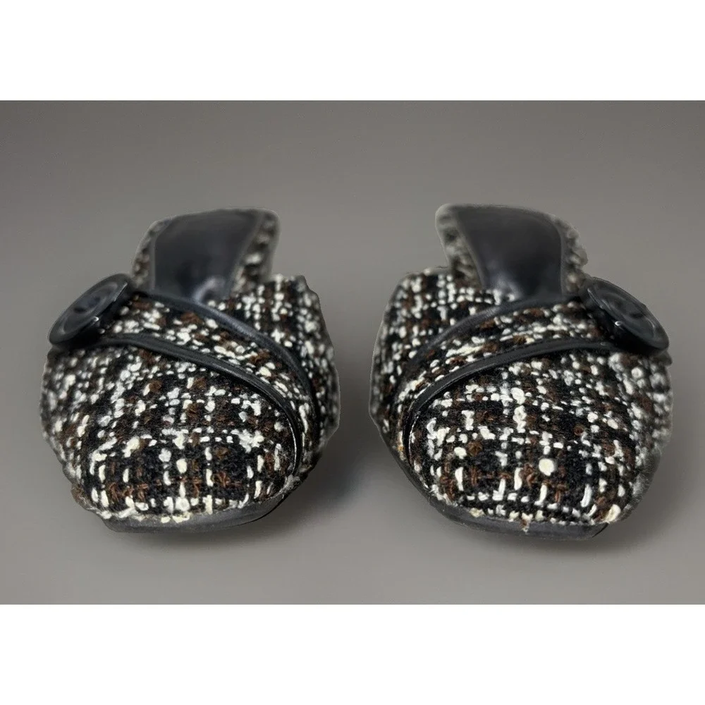 Life Stride Arcade Pandora Tweed  Slip On Mule Heels 8.5 Black Brown Square Toe‎